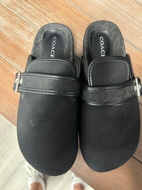 Coach Kids Black Slip-On Clog with Buckle Detail